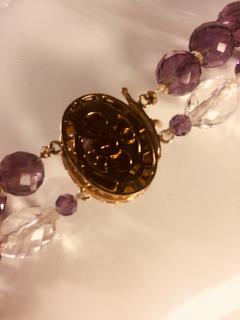  Bvlgari Bulgari Bulgari Style Amethyst Rock Crystal Necklace Ornate Amethyst Pearl Clasp - 541368