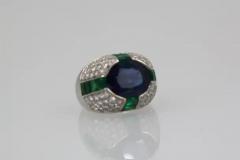  Bvlgari Bulgari Bulgari Trombino Sapphire Emerald Diamond Ring 18 Karat 12 25 Carats - 3451314