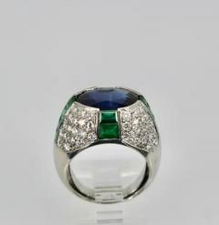  Bvlgari Bulgari Bulgari Trombino Sapphire Emerald Diamond Ring 18 Karat 12 25 Carats - 3451338