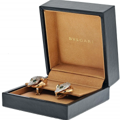  Bvlgari Bulgari Bvlgari 18K Rose Gold Serpent Diamond And Emerald Earrings - 4013945