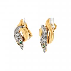  Bvlgari Bulgari Bvlgari 18K Rose Gold Serpent Diamond And Emerald Earrings - 4015468