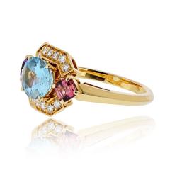  Bvlgari Bulgari Bvlgari 18K Yellow Gold Allegra Aquamarine Amethyst Pink Tourmaline Ring - 4415845