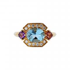  Bvlgari Bulgari Bvlgari 18K Yellow Gold Allegra Aquamarine Amethyst Pink Tourmaline Ring - 4419206