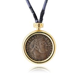  Bvlgari Bulgari Bvlgari 18K Yellow Gold Coin Pendant on Leather Cord with Gold Rondelles - 4473379