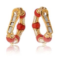  Bvlgari Bulgari Bvlgari 18K Yellow Gold Coral Hoop Circa 1989 Earrings - 4383065