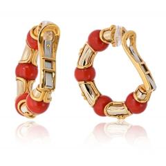  Bvlgari Bulgari Bvlgari 18K Yellow Gold Coral Hoop Circa 1989 Earrings - 4383066