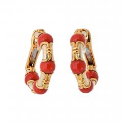  Bvlgari Bulgari Bvlgari 18K Yellow Gold Coral Hoop Circa 1989 Earrings - 4383889