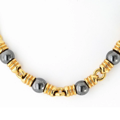  Bvlgari Bulgari Bvlgari 18K Yellow Gold Ganico Hematite 42cm Long Necklace - 4148033