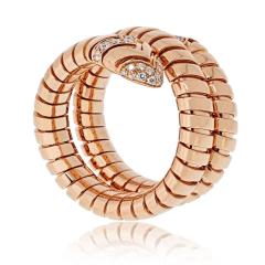  Bvlgari Bulgari Bvlgari Serpenti 18K Rose Gold Diamond Serpenti Tubogas Size L Ring - 4415853