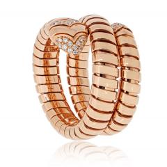  Bvlgari Bulgari Bvlgari Serpenti 18K Rose Gold Diamond Serpenti Tubogas Size L Ring - 4415854