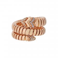  Bvlgari Bulgari Bvlgari Serpenti 18K Rose Gold Diamond Serpenti Tubogas Size L Ring - 4419209