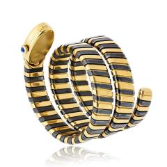  Bvlgari Bulgari Serpenti 18K YG Blackened Steel Circa 1965 Jaeger LeCoultre Manual Watch - 4642111