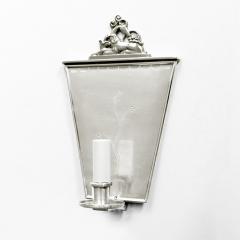  C G Hallberg PAIR OF SWEDISH GRACE POLISHED PEWTER SCONCES BY C G HALLBERG STOCKHOLM  - 3408108