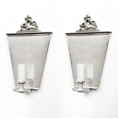  C G Hallberg PAIR OF SWEDISH GRACE POLISHED PEWTER SCONCES BY C G HALLBERG STOCKHOLM  - 3410729