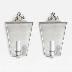  C G Hallberg PAIR OF SWEDISH GRACE POLISHED PEWTER SCONCES BY C G HALLBERG STOCKHOLM  - 3426404