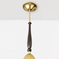  C G Hallberg SWEDISH ART DECO BRASS FIVE ARM CHANDELIER WITH OVOID FORM - 3434423