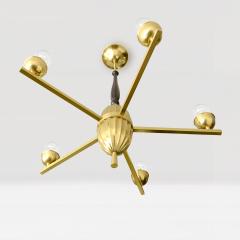  C G Hallberg SWEDISH ART DECO BRASS FIVE ARM CHANDELIER WITH OVOID FORM - 3434428