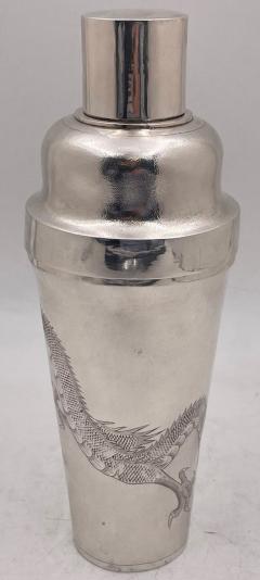  C J Co Chinese Silver Cocktail Shaker with Dragon Motifs from Early 20th Century - 3237254
