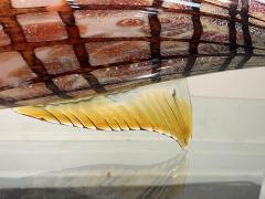  C R C Murano MID CENTURY VIBRANT RED AND GOLD STRIPED MURANO GLASS FISH - 3416580