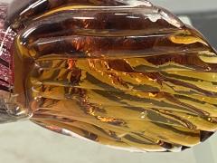  C R C Murano MID CENTURY VIBRANT RED AND GOLD STRIPED MURANO GLASS FISH - 3416583