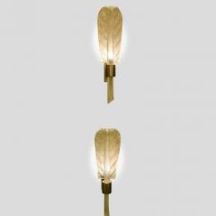  CARLO FUGA PAIR OF HAND BLOWN LARGE GLASS LEAF WALL LIGHTS BY CARLO FUGA - 3244745