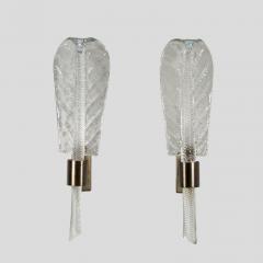  CARLO FUGA PAIR OF HAND BLOWN LARGE GLASS LEAF WALL LIGHTS BY CARLO FUGA - 3244748