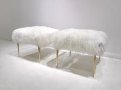  CF Modern PAIR OF STILETTO LEG MONGOLIAN LAMB OTTOMANS - 2220348