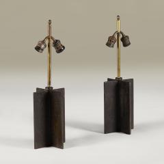  COMTE Pair of Jean Michel Frank Croisillon iron Lamps by Comte Argentina c 1935 - 4523245