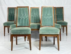  Cal Mode Set of 8 Cal Mode Walnut and Sage Green Dining Chairs Los Angeles 1960s - 4765796