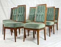 Cal Mode Set of 8 Cal Mode Walnut and Sage Green Dining Chairs Los Angeles 1960s - 4765800