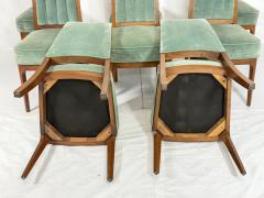  Cal Mode Set of 8 Cal Mode Walnut and Sage Green Dining Chairs Los Angeles 1960s - 4765806