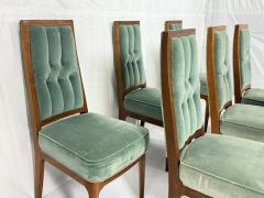 Cal Mode Set of 8 Cal Mode Walnut and Sage Green Dining Chairs Los Angeles 1960s - 4765819