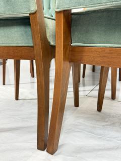  Cal Mode Set of 8 Cal Mode Walnut and Sage Green Dining Chairs Los Angeles 1960s - 4765827
