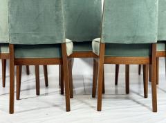 Cal Mode Set of 8 Cal Mode Walnut and Sage Green Dining Chairs Los Angeles 1960s - 4765832