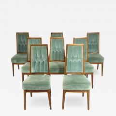  Cal Mode Set of 8 Cal Mode Walnut and Sage Green Dining Chairs Los Angeles 1960s - 4767476