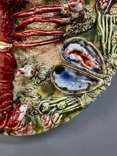  Caldas Da Rainha Vintage Majolica Jose Alvaro Lobster Plate Caldas Da Rainha Portugal C 1930 - 4342077