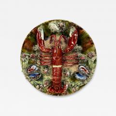 Caldas Da Rainha Vintage Majolica Jose Alvaro Lobster Plate Caldas Da Rainha Portugal C 1930 - 4344566