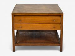  Calvin Furniture Calvin Group Calvin Mid Century Paul McCobb Leather Cane Brass Side Table USA 1950s - 4362866