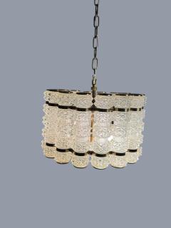  Camer Glass EXCEPTIONAL MID CENTURY CAST GLASS BRASS CHANDELIER - 4512554