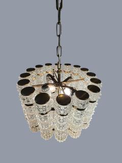  Camer Glass EXCEPTIONAL MID CENTURY CAST GLASS BRASS CHANDELIER - 4512555