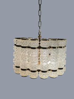  Camer Glass EXCEPTIONAL MID CENTURY CAST GLASS BRASS CHANDELIER - 4512556