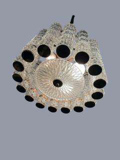  Camer Glass EXCEPTIONAL MID CENTURY CAST GLASS BRASS CHANDELIER - 4512557