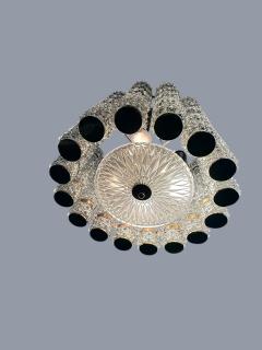  Camer Glass EXCEPTIONAL MID CENTURY CAST GLASS BRASS CHANDELIER - 4512558