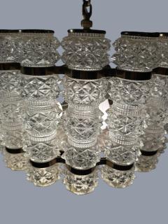  Camer Glass EXCEPTIONAL MID CENTURY CAST GLASS BRASS CHANDELIER - 4512560