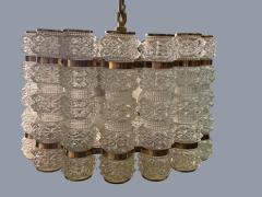  Camer Glass EXCEPTIONAL MID CENTURY CAST GLASS BRASS CHANDELIER - 4512562