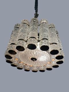  Camer Glass EXCEPTIONAL MID CENTURY CAST GLASS BRASS CHANDELIER - 4512563