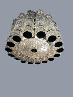  Camer Glass EXCEPTIONAL MID CENTURY CAST GLASS BRASS CHANDELIER - 4512564