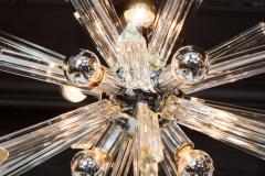  Camer Glass Mid Century Modern Sputnik Chrome Chandelier with Murano Triedre Rods by Camer - 1461214