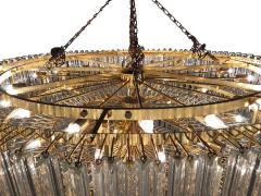  Camer Glass Monumental Italian Brass Crystal Flush Mount Chandelier by Camer Venini Murano - 1761658