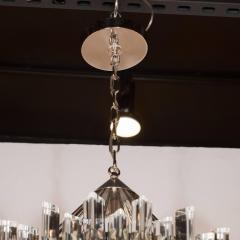  Camer Glass Sophisticated Mid Century Single Tier Stepped Triedre Chandelier by Camer - 1460096